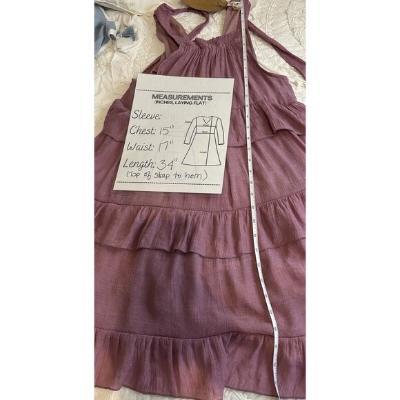 NWT  Listicle Ruffle Mauve Woven Rayon  Halter Neck Pocket Tiered Dress XS - Picture 12 of 13